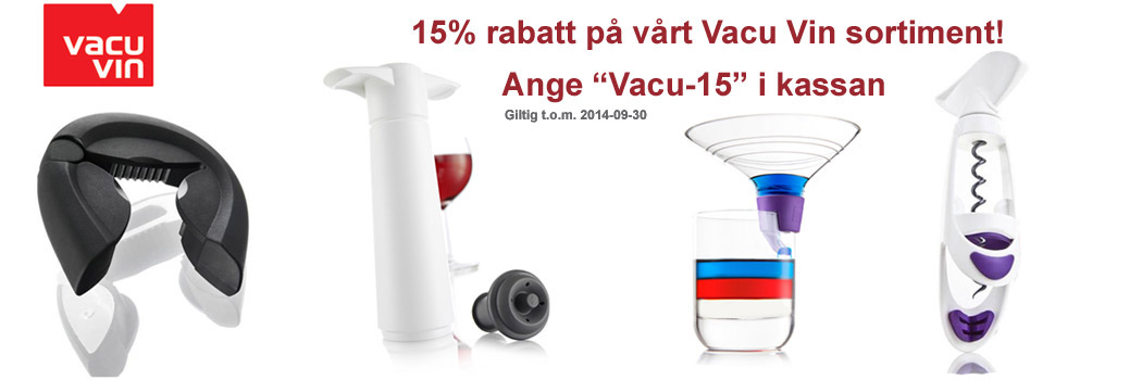 15% rabatt på Vacu Vin sortimentet